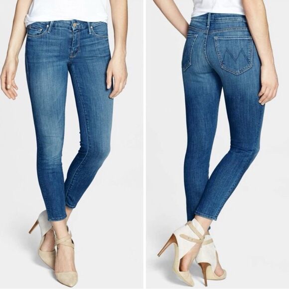 MOTHER Denim The Looker Crop Low Rise Skinny Jeans in Medium Kitty Size 24 | 00 - Picture 1 of 15